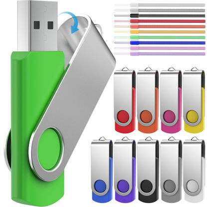 Picture of 64GB Flash Drive 10 Pack USB Flash Drives Thumb Drive High Capacity USB 2.0 Memory Stick 64 GB Jump Drive Pen Drive Zip Drive High Speed for Data Storage
