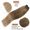 Picture of Clip in Human Hair Extensions Double Weft 9A Hair Ash Brown Hair Extensions Clip In Remy Hair Extensions 70g 7pcs 15Inch Silky Straight Brown Virgin Hair Clip in Extensions For Full Head (15"#8)