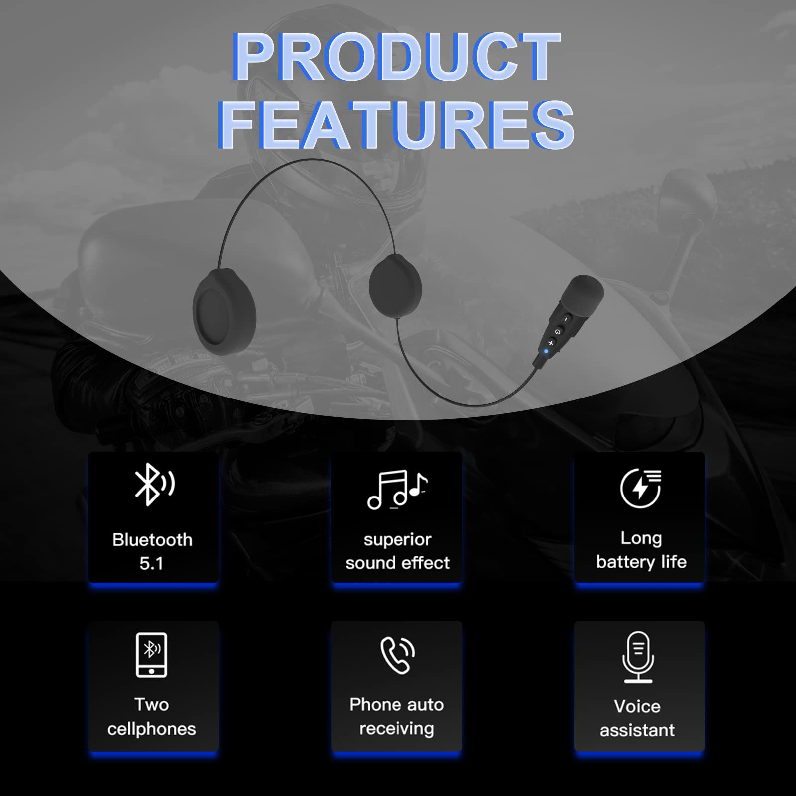 GetUSCart EJEAS E1+ Bluetooth Motorcycle Helmet Headset, Bluetooth