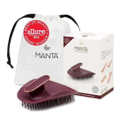Picture of Manta Hair Hairbrush - Fully Flexible Hair Brush - Gentle Brush That Helps Prevent Hair Breakage - Scalp Care Massager and Detangler (Burgundy-Rose)
