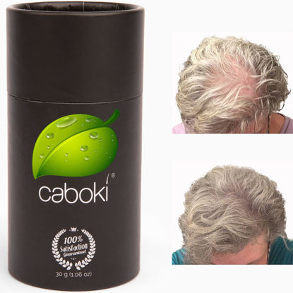 Picture of Caboki Hair Loss Concealer. All-Natural Hair Building Fiber. Make Thin Hair Look 10X Fuller Instantly. Eliminate the Appearance of Bald Spot and Thinning Hair (30G, 90-Day Supply). Gray