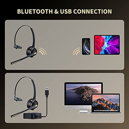 Picture of ?Upgraded? Bluetooth Headset with Microphone, PC Headset with Advanced Adapter and Charging Base, Noise Canceling Wireless Headphones, Compatible with Computer/PC/Laptop/Cell Phone