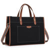 Picture of Missnine Laptop Tote Bag Canvas Laptop Bag 15.6 inch Work Shoulder Bags Casual Briefcase Handbag for Travel, Office, College (Black+Brown)
