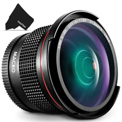 Picture of 58mm Fisheye Lens for Canon Rebel T8i T7 T7i T6i T6S T6 T5i T5 T4i T3i T2i SL3 SL2 EOS 90D 80D 77D 70D 60D 760D 750D DSLR Camera, includes ultra soft cleaning cloth. Fisheye Lens for Underwater Photos