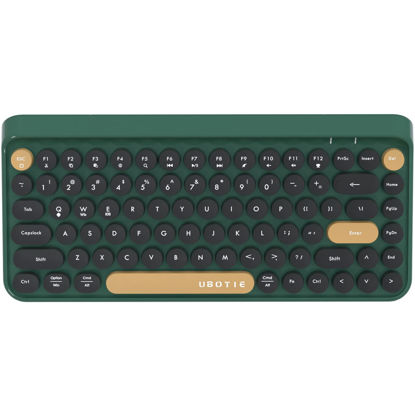 Picture of UBOTIE Portable Bluetooth Colorful Computer Keyboards, Wireless Mini Compact Retro Typewriter Flexible 84Keys Design Keyboard