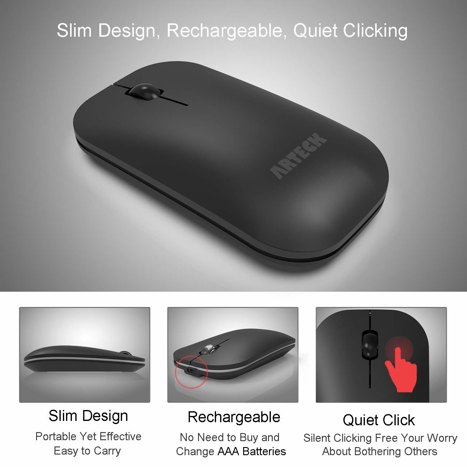GetUSCart Arteck Bluetooth Keyboard and Mouse Combo Ultra Compact Slim