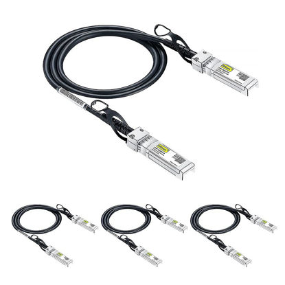 Picture of 10Gtek# [4-Pack 10G SFP+ DAC Cable - 10GBASE-CU Passive Direct Attach Copper Twinax SFP Cable for Cisco SFP-H10GB-CU0.5M, Meraki MA-CBL-TA-0.5M, Fortinet, Ubiquiti UniFi, D-Link, 0.5-Meter(1.6ft)