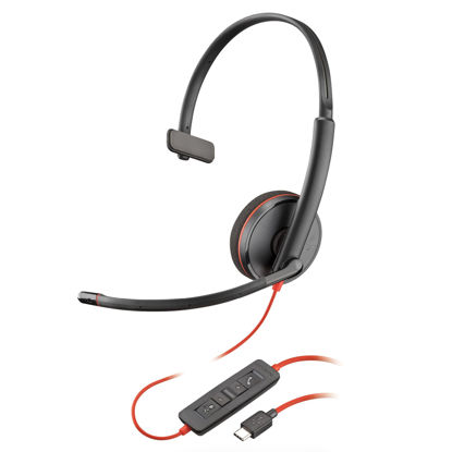 Picture of Poly Blackwire 3210 Wired Headset (Plantronics) - Noise-Canceling Mic - Single-Ear Design - Connect to PC/Mac via USB-C or USB-A - Works w/Teams, Zoom - Amazon Exclusive