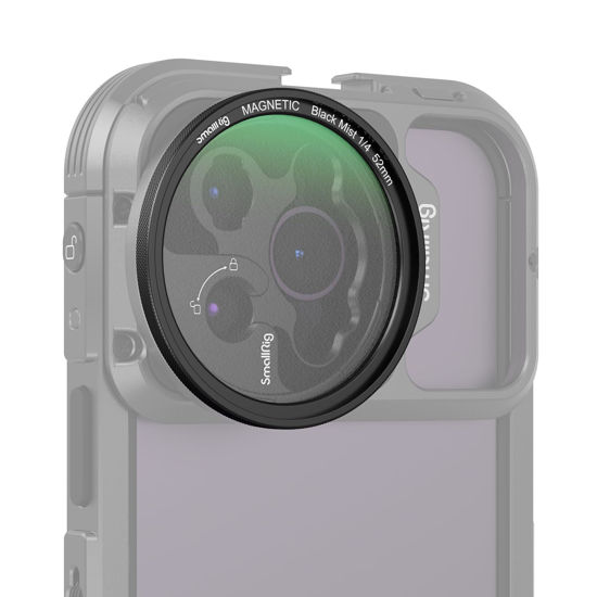 Picture of SmallRig 52mm Magnetic Black Diffusion 1/4 Filter Mist Dream Cinematic Effect Filter HD Optical Glass 28 Layers Multi Nano Coated for Portrait Photography/Video/Vlog - 4217