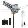Picture of Five Star Outdoor 150 Mile Motorized 360 Degree Rotation OTA Amplified HDTV Antenna for 2 TVs Support - UHF/VHF/1080P Channels Wireless Remote Control - 40 FT RG6 Coax Cable