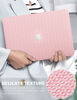 Picture of Seorsok Compatible with MacBook Pro 13 inch Case M2 2023,2022,2021-2016 A2338 M1 A2251 A2289 A2159 A1989 A1708 A1706,Elegant Leather Plastic Hard Shell&Transparent Keyboard Cover,Pink Woven Fabric