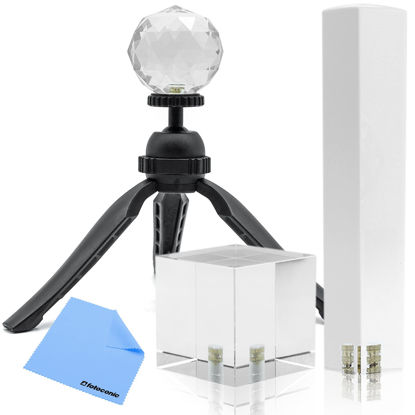 Picture of Fotoconic Photography Prism Set Triangular Prism Cube Prism Lens Ball Crystal Glass Effects Filters with 1/4 Inch Thread and Mini Tripod for Camera Lens Photography Teaching Light Spectrum Physics