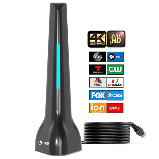Antena TV Interior Digital - Portátil, Soporta 4K Y 1080p, Fácil Instalación, Cable De 3m, Para Canales Locales