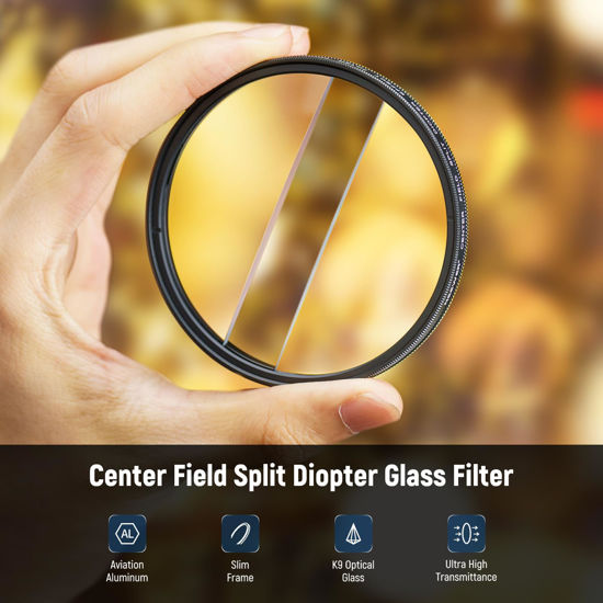 77mm Camera Filter Centerfield Split Diopter Filter, Keeps
