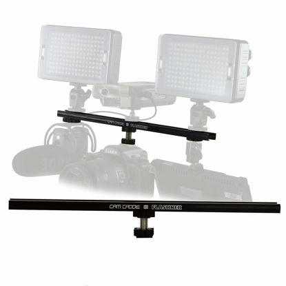 Picture of 12 Inch Cold Shoe Extension Bracket - Dual Sided Camera Flash Mount with D-Flashner Adapter by Cam Caddie - Black