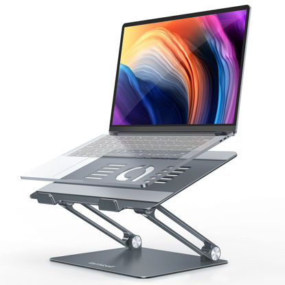 Picture of Lamicall Adjustable Laptop Stand, Portable Laptop Riser, Aluminum Laptop Stand for Desk Foldable, Ergonomic Computer Notebook Stand Holder for MacBook Air Pro, Dell XPS, HP (10-17.3'') - Grey