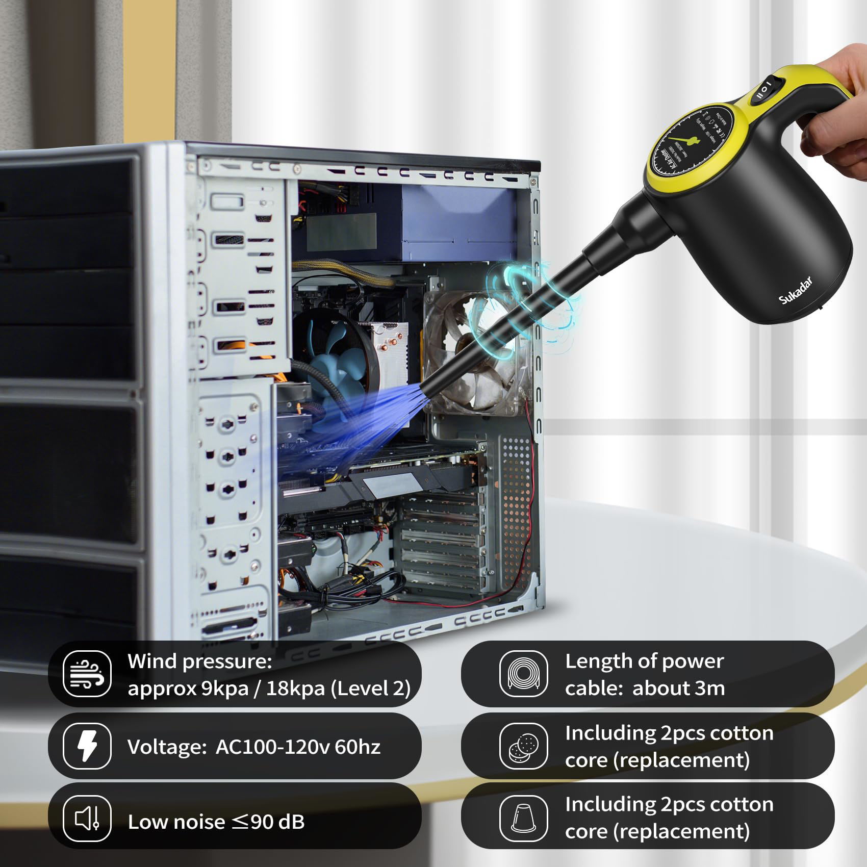 GetUSCart Sukadar Compressed Air Duster for Electronics, Canned Air Electric for PC, Laptop