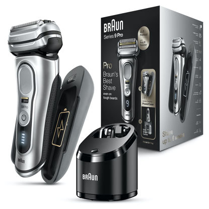 Picture of Braun Electric Razor for Men, Waterproof Foil Shaver, Series 9 Pro 9477cc, Wet & Dry Shave, with Portable Charging Case, ProLift Beard Trimmer, 5-in-1 Cleaning & Charging SmartCare Center, Silver