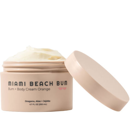 Picture of Miami Beach Bum, Bum + Body Cream, Daily Moisturizer For Total Skin Health, Body Acne Treatment, Razor Bumps, Keratosis Pilaris, Ingrown Hairs, Sunburns, Blemishes, After Sun Lotion - Orange, 6oz…