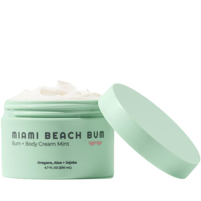 Picture of Miami Beach Bum, Bum + Body Cream, Daily Moisturizer For Total Skin Health, Body Acne Treatment, Razor Bumps, Keratosis Pilaris, Ingrown Hairs, Sunburns, Blemishes, After Sun Lotion - Mint, 6.7oz…