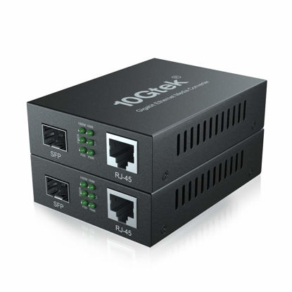Picture of 10Gtek Gigabit Ethernet Media Converter, Open SFP Fiber to Ethernet RJ45 Converter for 10/100/1000Base-Tx to SFP(SFP Slot Without Module), UL Certified, Pack of 2