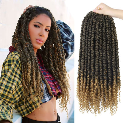 Picture of 8 Packs Passion Twist Crochet Hair 18 Inch Crochet Passion Twist Hair Pretwisted, Pre Looped Passion Twist Crochet Braids Passion Twists Bohemian Crochet Hair T27