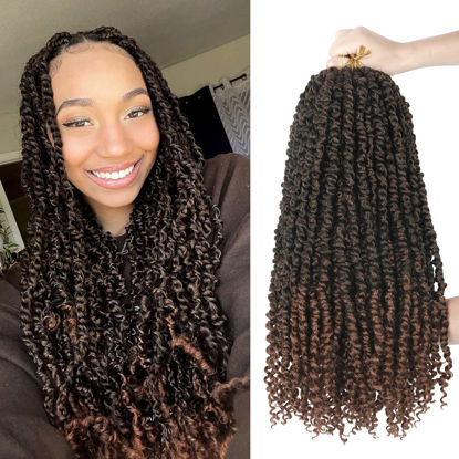 Picture of 8 Packs Passion Twist Crochet Hair 18 Inch Crochet Passion Twist Hair Pretwisted, Pre Looped Passion Twist Crochet Braids Passion Twists Bohemian Crochet Hair T30