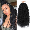 Picture of Fulcrum Goddess Locs Crochet Hair 18 Inch, 8 Packs New Goddess Faux Locs Crochet Hair for Black Women, River Locs Crochet Hair with Curly Ends (18Inch (Pack of 8), 1B#)