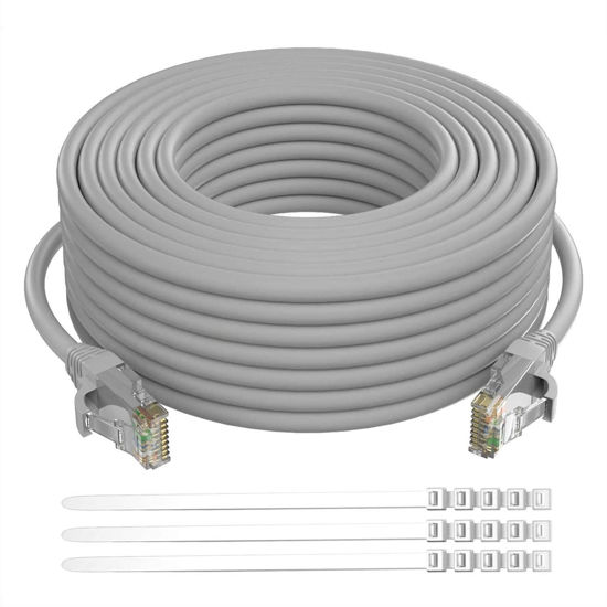 Picture of Adoreen Cat 6 Ethernet Cable 300 ft-Gray, Gigabit Internet Cable (4-Colors and 25-300 Feet for Selection) Support POE High Speed Cat6 Cat 5e Cat 5 Long Flexible Network Cable RJ45 Patch Cord+15 Ties