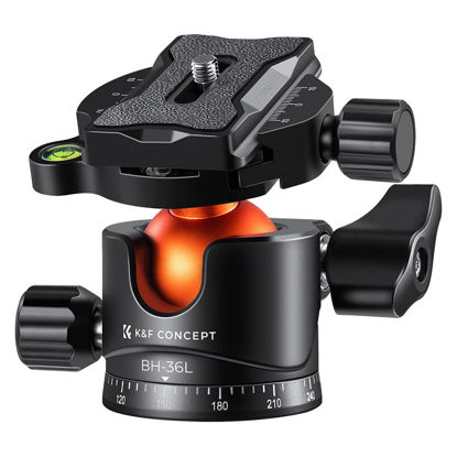 Picture of K&F Concept 36mm Metal Tripod Ball Head 360 Degree Rotating Panoramic with 1/4 inch Quick Release Plate Bubble Level for Monopod Camera Camcorder Load Capacity up to 35.2 lbs/16KG