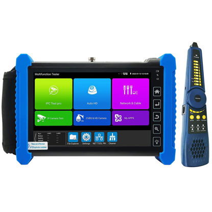Picture of Rsrteng CCTV Camra Tester,IPC-7600CADH Plus 8K 32MP IP Camera Tester with Cable Tracer 4K 8MP AHD CVI TVI CVBS Coaxial Camera Tester 7” Touch Screen Monitor Support HDMI VGA TDR Audio POE RS485