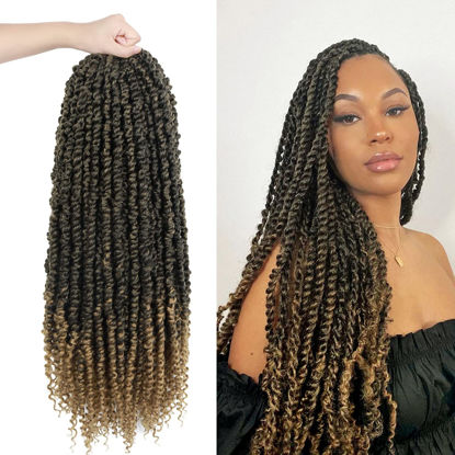 Picture of 8 Packs Passion Twist Hair 24 Inch Pre-twisted Passion Twist Crochet Hair, Pre Looped Crochet Passion Twist Crochet Braids Bohemian Blond Crochet Hair T27
