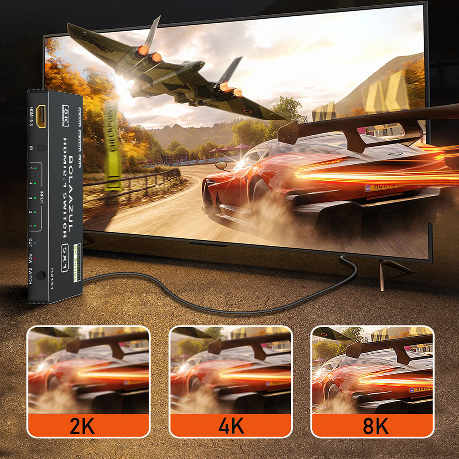 BolAAzuL 1x2 HDMI Splitter 1 in 2 Out 4K 1 to 2 HDMI Adapter for 2 M