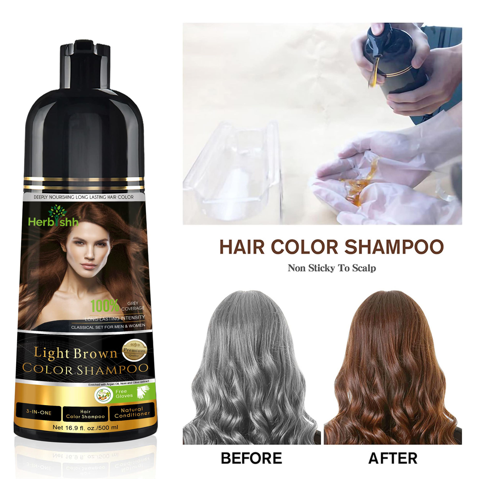 GetUSCart- Herbishh Hair Color Shampoo for Gray Hair - Magic Colors