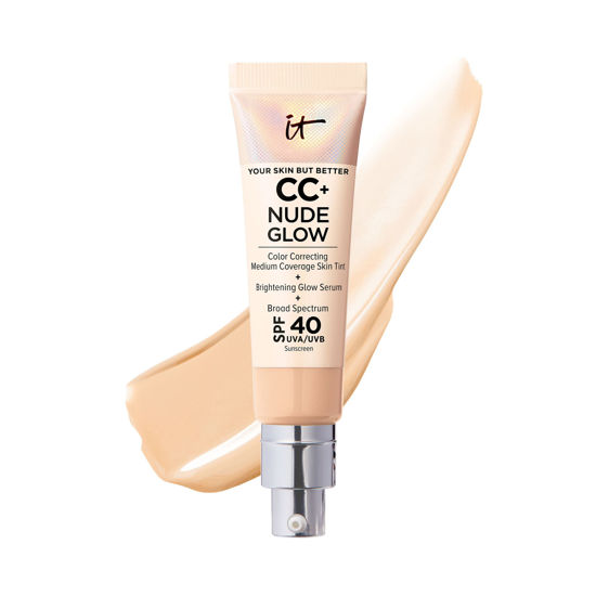 Picture of IT Cosmetics CC+ Nude Glow Lightweight Foundation + Glow Serum with SPF 40 - With Niacinamide, Hyaluronic Acid & Green Tea Extract - Light Medium - 1.08 fl oz