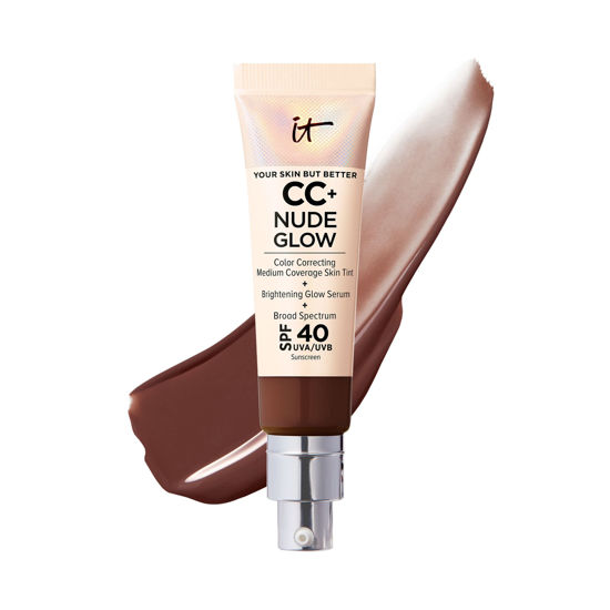 Picture of IT Cosmetics CC+ Nude Glow Lightweight Foundation + Glow Serum with SPF 40 - With Niacinamide, Hyaluronic Acid & Green Tea Extract - Deep Bronze - 1.08 fl oz