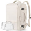 Picture of Snoffic Reliable Travel Backpack for Women Men, Carry On Backpack Personal Item, Waterproof College Backpack, Business Work Hiking Casual Daypack Bag, Fits 17.3" Laptop, Beige