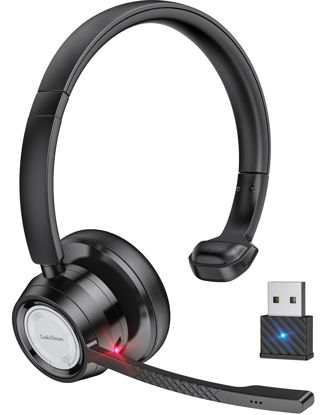Picture of Link Dream Trucker Bluetooth Headset 20H Talktime Wireless Headset with 270°Rotatable Noise Cancelling Microphone USB Dongle for Online Meeting, Office Home, Call Center, Computer, Cell Phone (BH60)