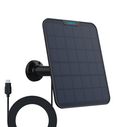 Picture of Reolink 6W Solar Panel Black, Non-Stop Solar Power Supply for All Wireless Battery Camera Outdoor, Trackmix/Argus Eco/2E/PT/3 Pro, PT Ultra, Duo 2, Waterproof, Adjustable Mount, with 4 Meters Cable