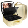 Picture of MOMIRA Makeup Bag with Mirror and Light Travel Makeup Train Case Cosmetic Bag Organizer Portable Artist Storage Bag with Adjustable Dividers Makeup Brushes Storage Organizer Golden