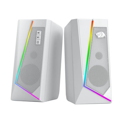 Picture of Redragon GS520 RGB Desktop Speakers, 2.0 Channel PC Computer Stereo Speaker with 6 Colorful LED Modes, Enhanced Sound and Easy-Access Volume Control, USB Powered w/ 3.5mm Cable, White