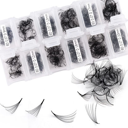 Picture of 1200 Fans Lash Extension Premade Fans Eyelash Extensions 9-20mm Mixed 8D Eyelash Extension C/D Curl Pointed Base Volume Lash Extensions Handmade Soft Pre Made Fans Lash Extensions(1200PCS-8D-0.07-D, 9-20mm mixed tray)