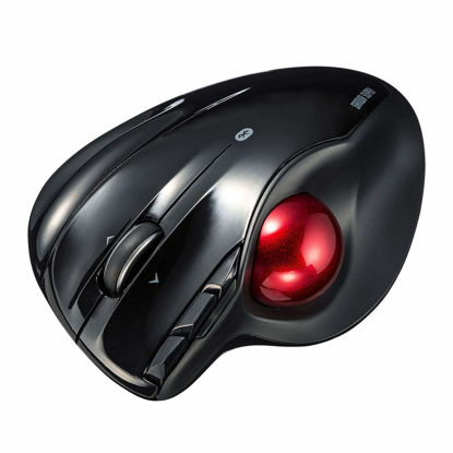 Picture of SANWA Bluetooth 5.0 Ergonomic Trackball Mouse, Computer Rollerball Mice, Laser Sensor, 34mm Trackball, 400/800/1200/1600 Adjustable DPI, 5 Buttons, Compatible with MacBook, Laptop, Windows, macOS