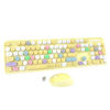 Picture of UBOTIE Colorful Computer Wireless Keyboard Mouse Combos, Typewriter Flexible Keys Office Full-Sized Keyboard, 2.4GHz Dropout-Free Connection and Optical Mouse (Yellow-Polychrome)