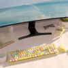 Picture of UBOTIE Colorful Computer Wireless Keyboard Mouse Combos, Typewriter Flexible Keys Office Full-Sized Keyboard, 2.4GHz Dropout-Free Connection and Optical Mouse (Yellow-Polychrome)