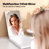 Picture of JANMPASK LED 3 Way Mirror for Self Hair Cutting Mirror Vanity Mirror Barber Supplies Accessories 360 Makeup Mirror with Light Trifold Mirror to See Back of Head (White with Light)