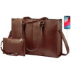 Picture of LOVEVOOK Laptop Bag for Women, 15.6 inch Laptop Tote Work Bags with USB Charging Port, Vintage Leather Computer Bag