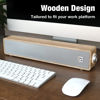 Picture of MICA Computer Speakers, Wired Computer Sound Bar, Wooden Mini Soundbar, USB Powered PC Speakers 3.5mm AUX & PC Input (Upgrade), Yellow (M30i)