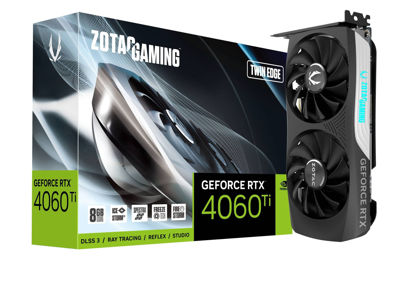Picture of ZOTAC Gaming GeForce RTX 4060 Ti 8GB Twin Edge DLSS 3 8GB GDDR6 128-bit 18 Gbps PCIE 4.0 Compact Gaming Graphics Card, IceStorm 2.0 Advanced Cooling, Spectra RGB Lighting, ZT-D40610E-10M