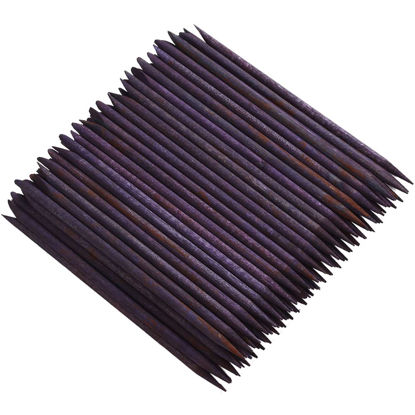 Picture of Borogo 100 Pcs Orange Wood Nail Sticks Double Sided Multi Functional Cuticle Pusher Manicure Pedicure Tool for Manicure Pedicure Purple